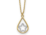 14K Yellow and White Gold Star in Teardrop Necklace with Chain